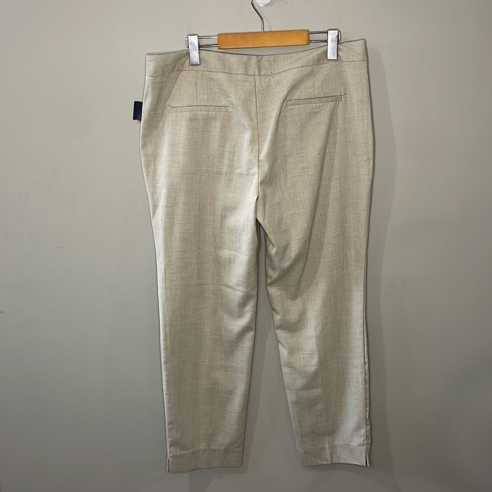 ZARA Basics Cream Flat Front Trousers Women's Size 12 - Picture 2 of 7